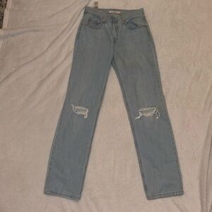 Levi’s Low Pro Straight Jeans Light Wash Ripped Jeans Size 25